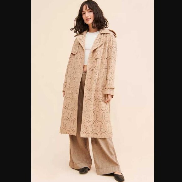 M Farm Rio x Anthropologie pineapple cotton eyelet trench coat